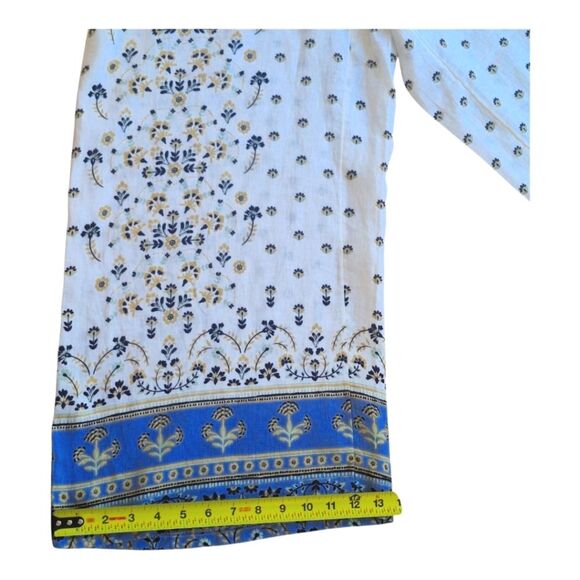 Joie 100% Linen Floral Wide Leg Pant Large Lagenlook Boho Hippie Coastal Pull On - Picture 15 of 16